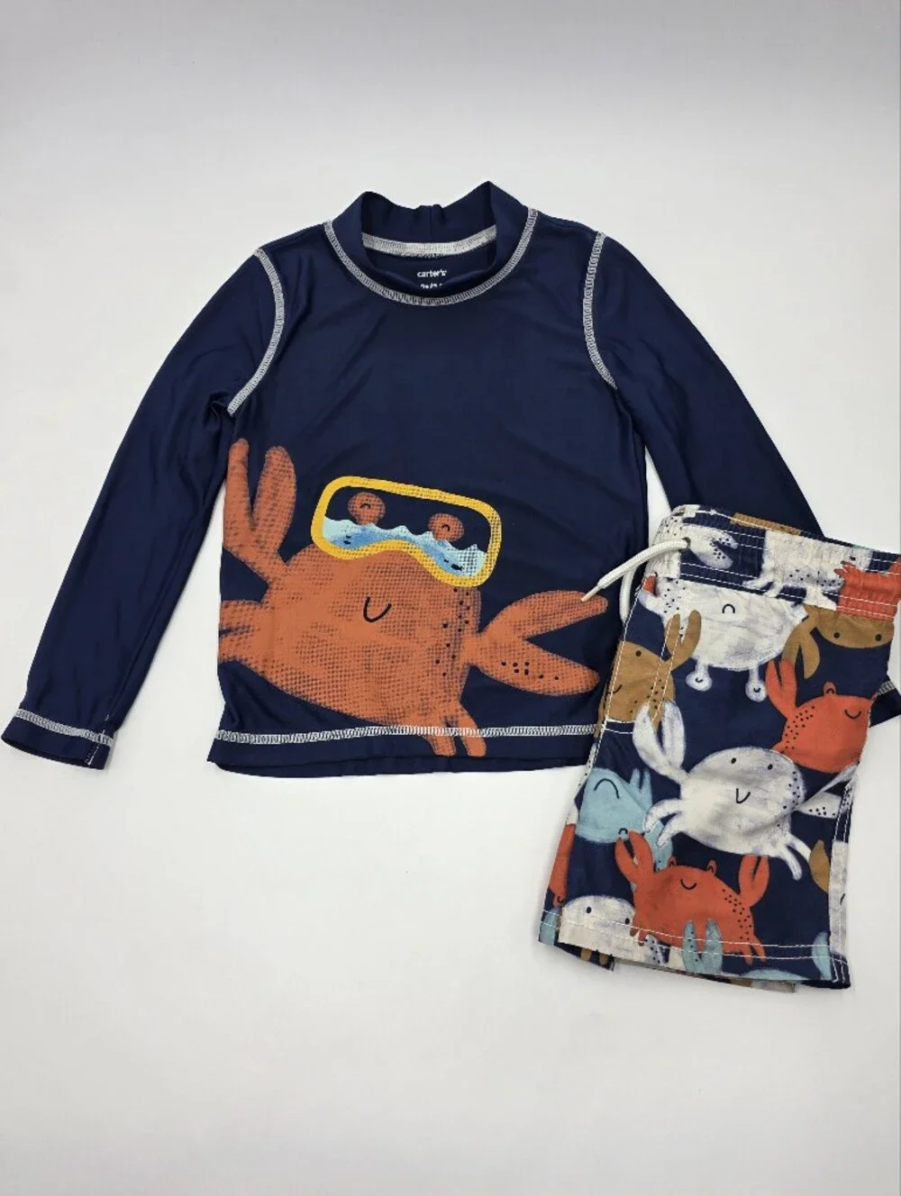 Carter's boys' crab rashguard and swim trunks set size 2T